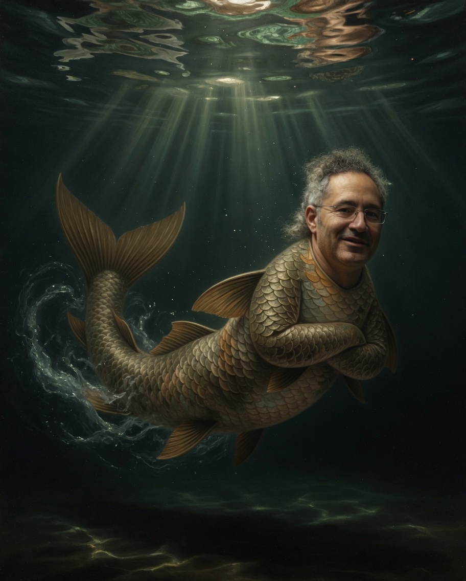 KARP swimming through a dark pond